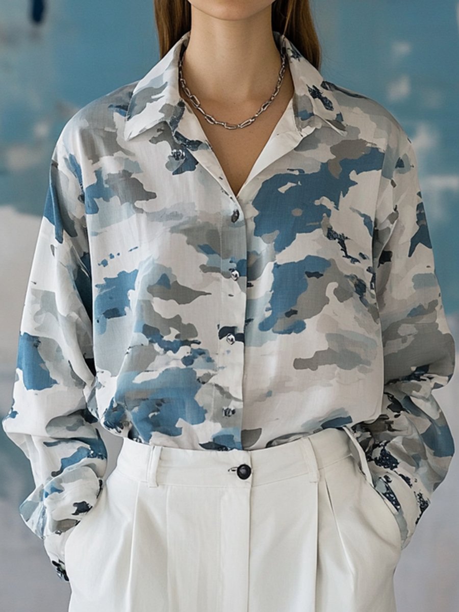 Light-colored Fashionable Casual Pocket Camouflage Shirt