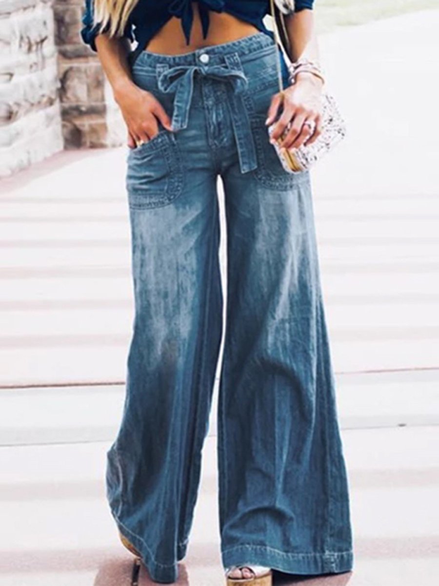 Fashion retro washed drape loose wide-leg jeans