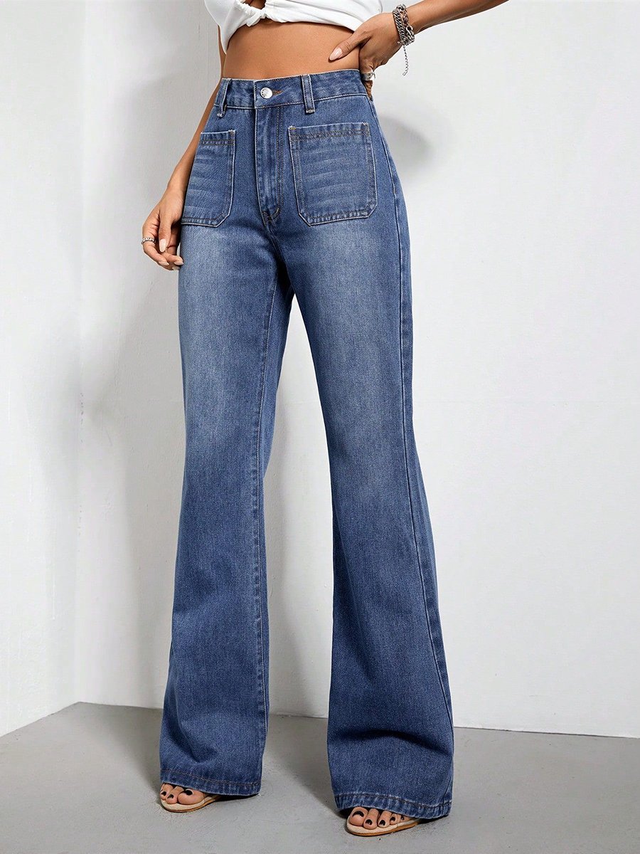 Fashion Retro Straight Loose High Waist Denim Trousers