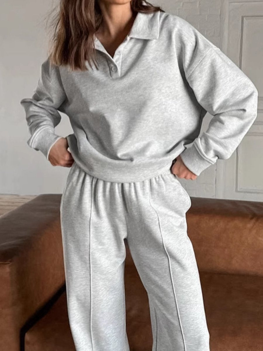 Fashion Casual Sweatshirt High Waist Straight Pants Two Piece Set