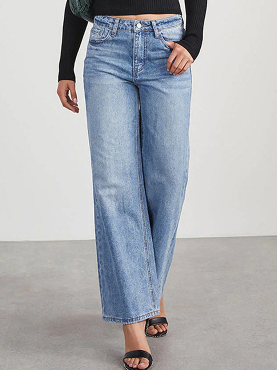 Fashion Retro Wide-leg Casual Denim Trousers