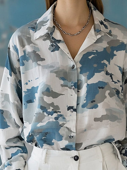 Light-colored Fashionable Casual Pocket Camouflage Shirt