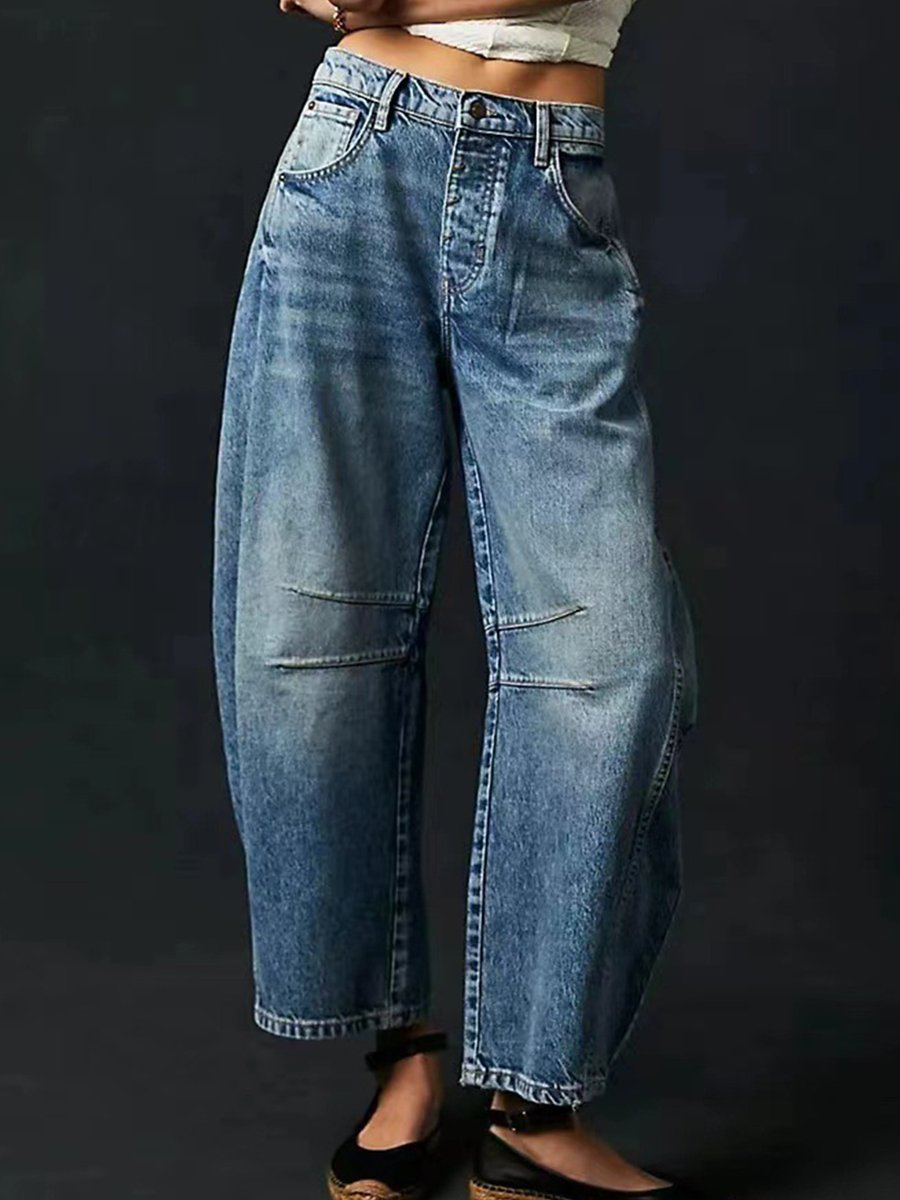 Fashion Casual Loose Wide-leg Pants Low Waist Jeans