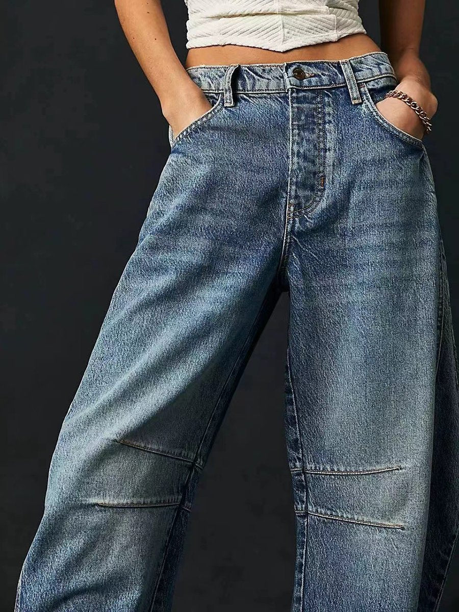 Fashion Casual Loose Wide-leg Pants Low Waist Jeans