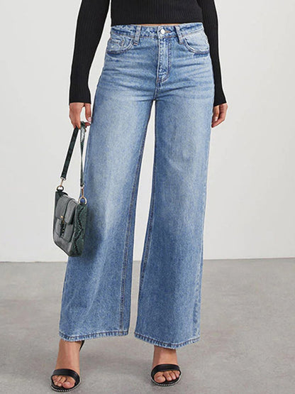 Fashion Retro Wide-leg Casual Denim Trousers