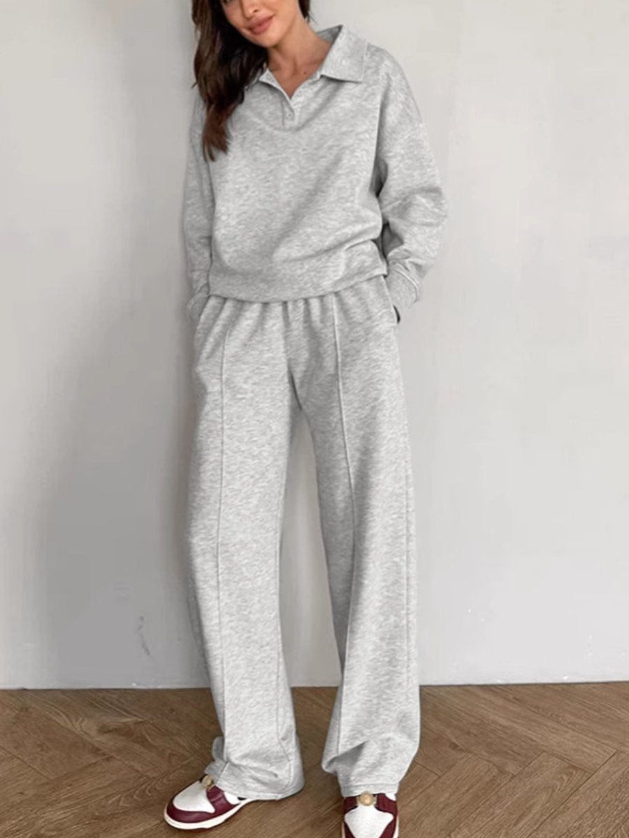 Fashion Casual Sweatshirt High Waist Straight Pants Two Piece Set