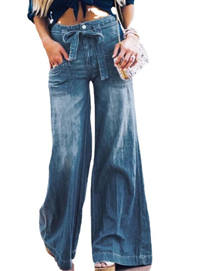 Fashion retro washed drape loose wide-leg jeans