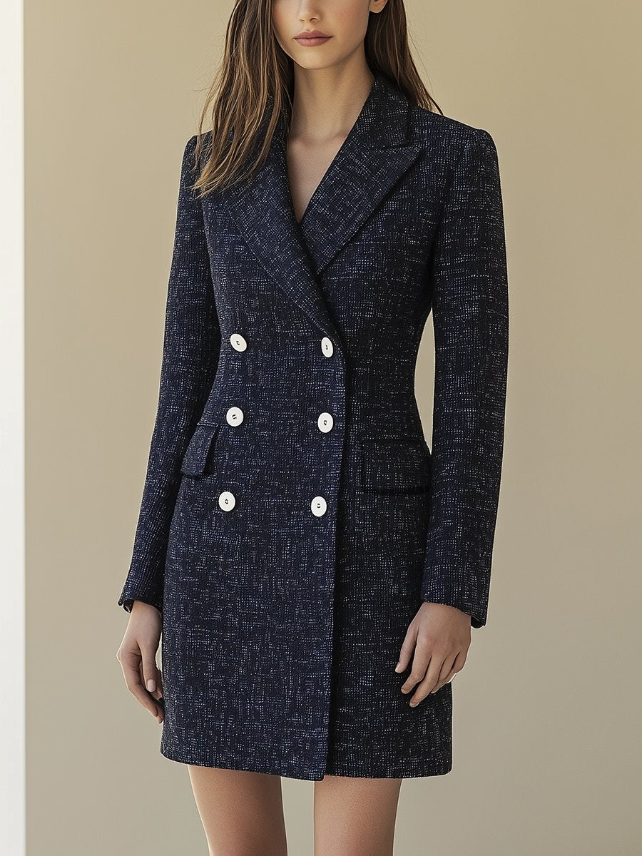 Fashion Casual Lapel Double-breasted Suit Dress