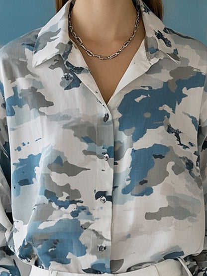 Light-colored Fashionable Casual Pocket Camouflage Shirt