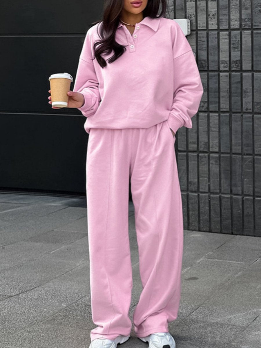 Fashion Casual Sweatshirt High Waist Straight Pants Two Piece Set