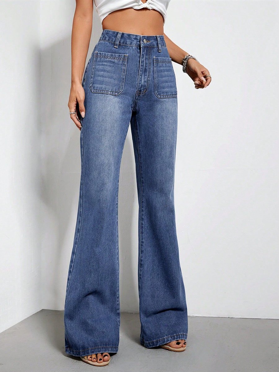 Fashion Retro Straight Loose High Waist Denim Trousers