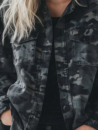 Stylish Casual Pocket Camouflage Basic Jacket