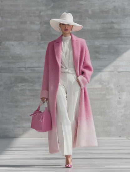 Urban Elegance Pink Gradient Long Coat