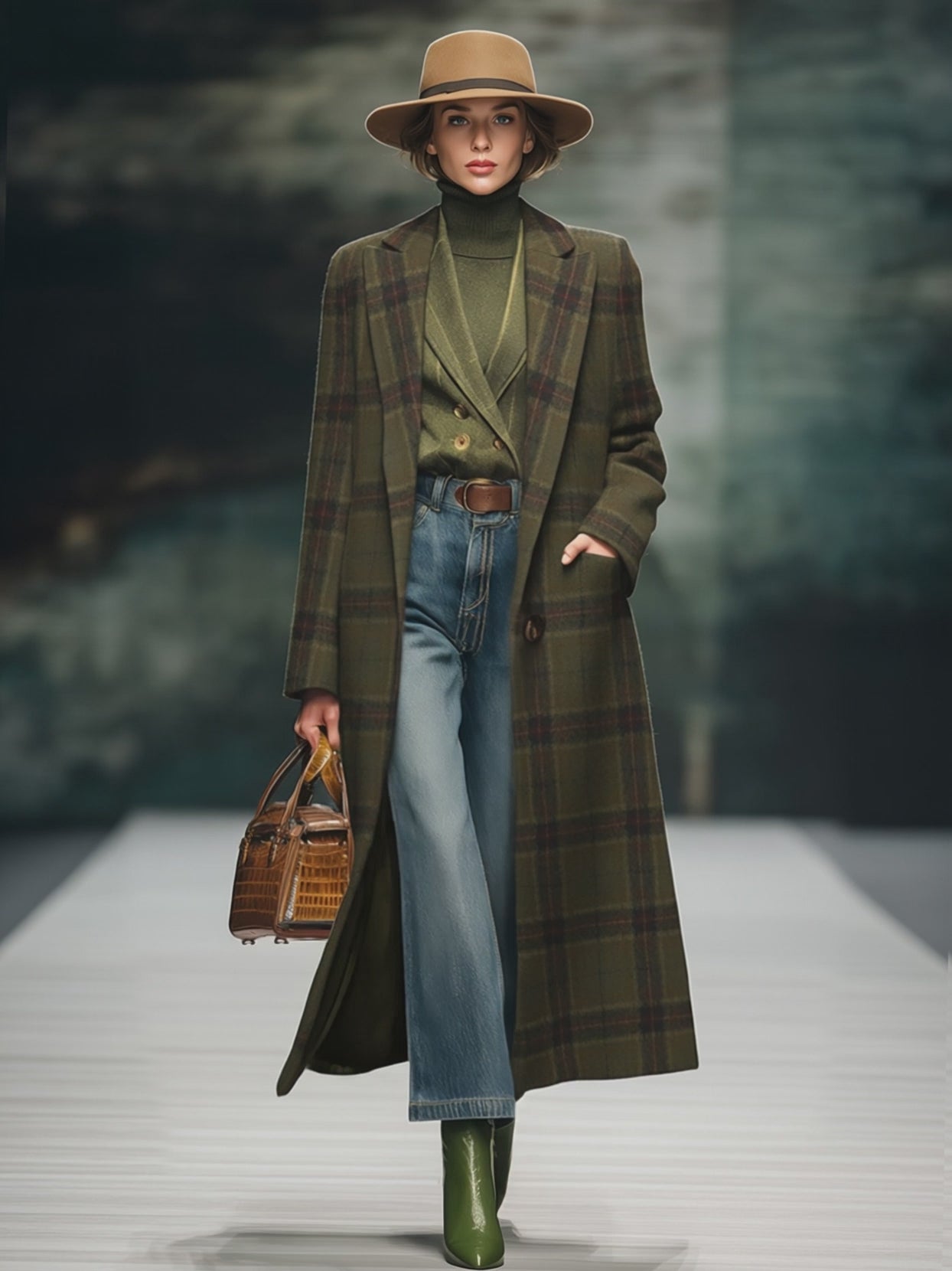 Plaid Long Tweed Coat for Women | Oyrosy – OYROSY