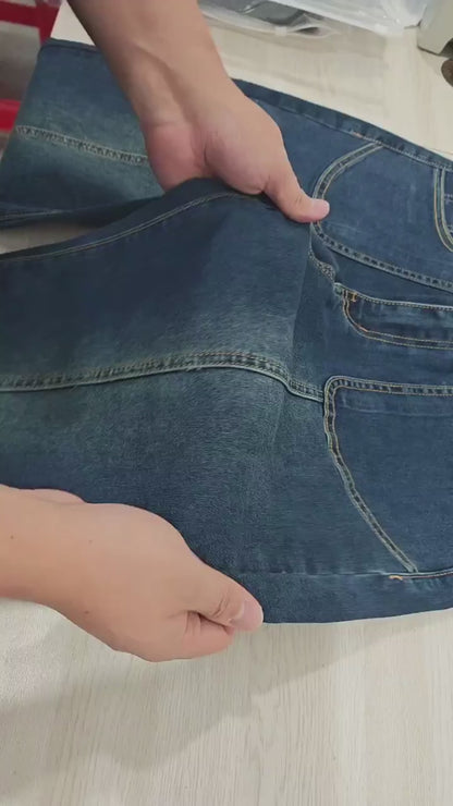 retro-brown-double-stitched-navy-jeans - Oyrosy