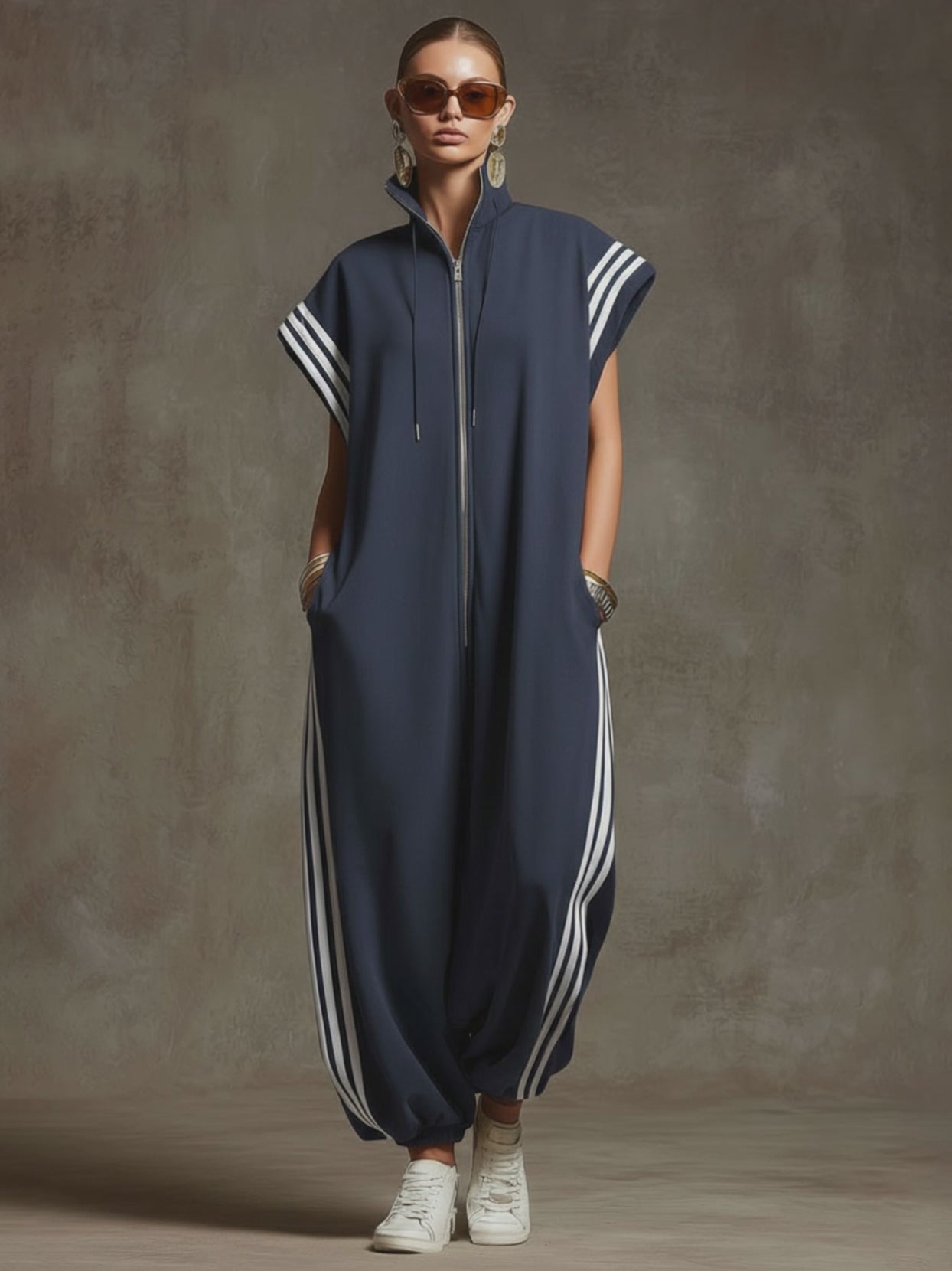 Casual Sports White Webbing Yellow-green Sleeveless Jumpsuit