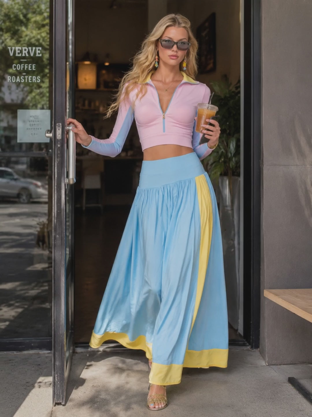 Capri Pastel Maxi Skirt Sport Set Dreamy Coastal Energy