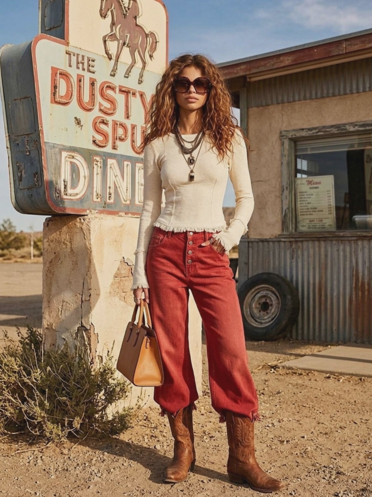 Casual Retro Frayed Off-White Long-Sleeve Knitted T-Shirt