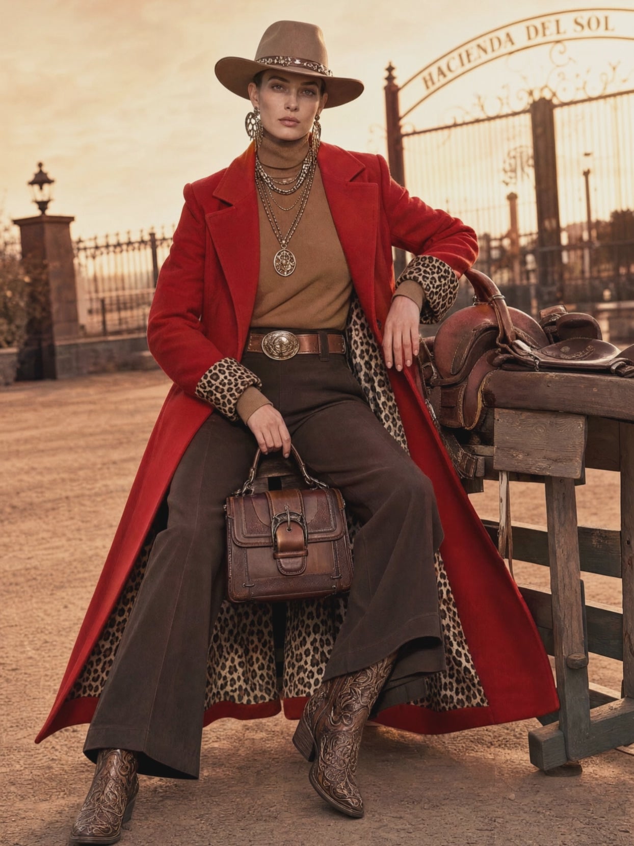 Lapel Single-breasted Leopard Print Coat