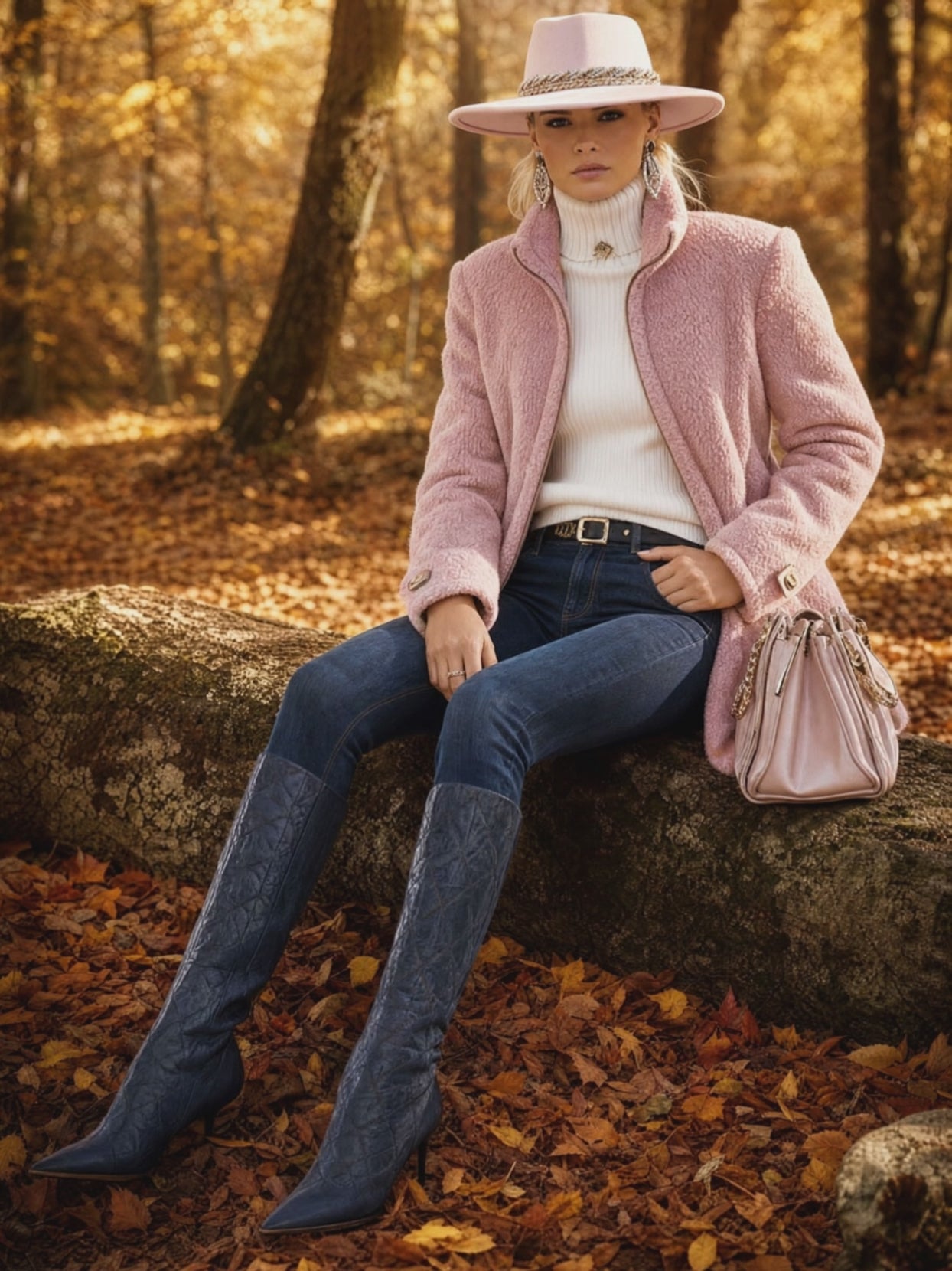 Casual Vintage Pink Polar Fleece Zip-Up Jacket Coat