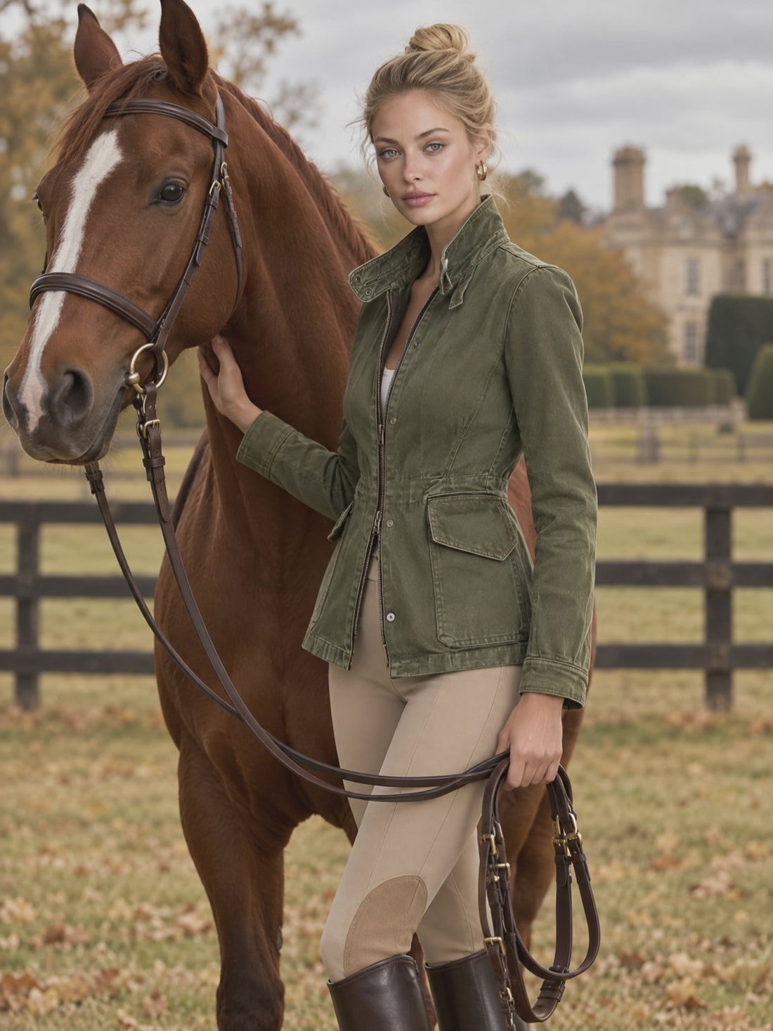 Olive Green Workwear Jacket Lightweight Jacket Fitted Waist Design