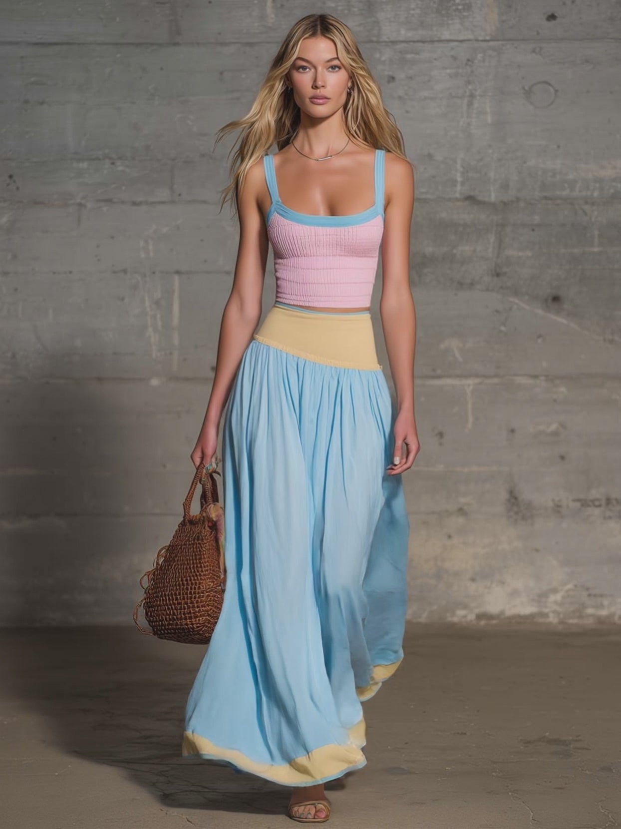 Capri Pastel Maxi Skirt Set Dreamy Coastal Energy