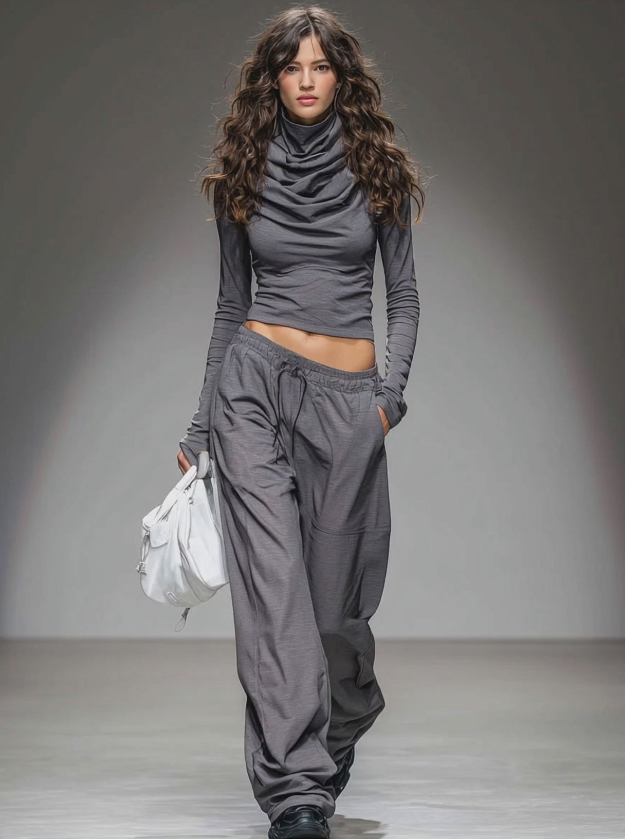 Casual Long-sleeved T-shirt And Wide-leg Pants Set