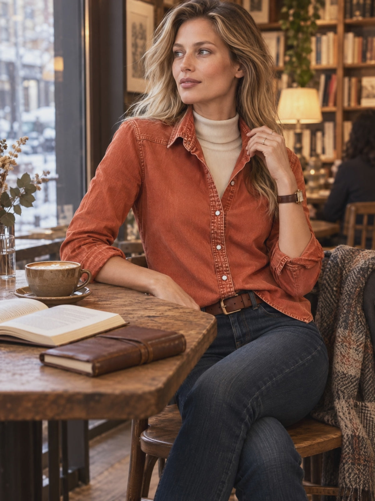 Rust Soft Cotton Relaxed Wash Button Down Shirt