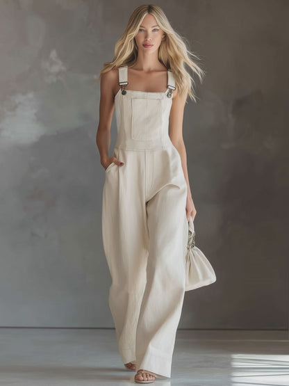 Off-white Adjustable Shoulder Strap Pocket Cotton Overalls