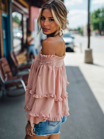 Vintage Off Shoulder Long Sleeve Loose Shirt