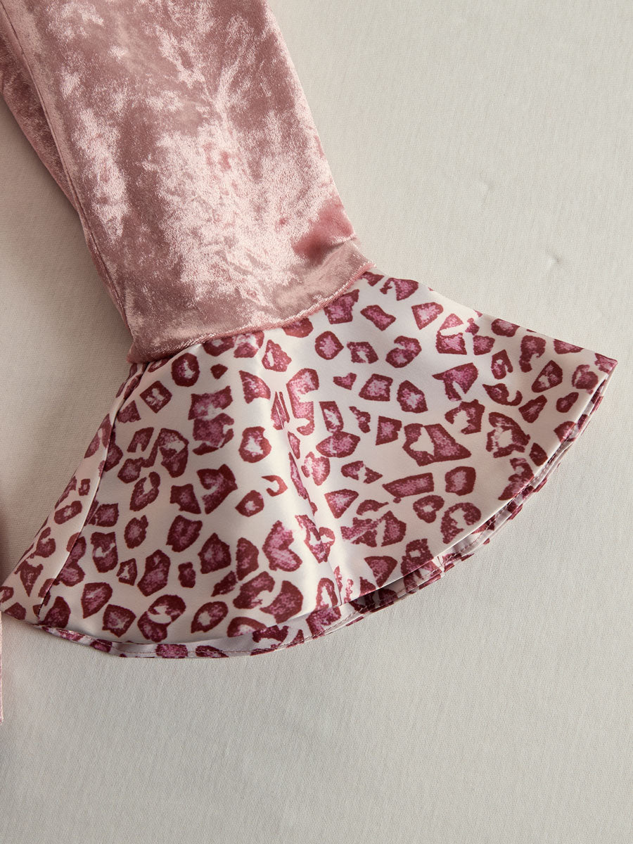 Lapel Contrast Leopard Print Velvet Blazer